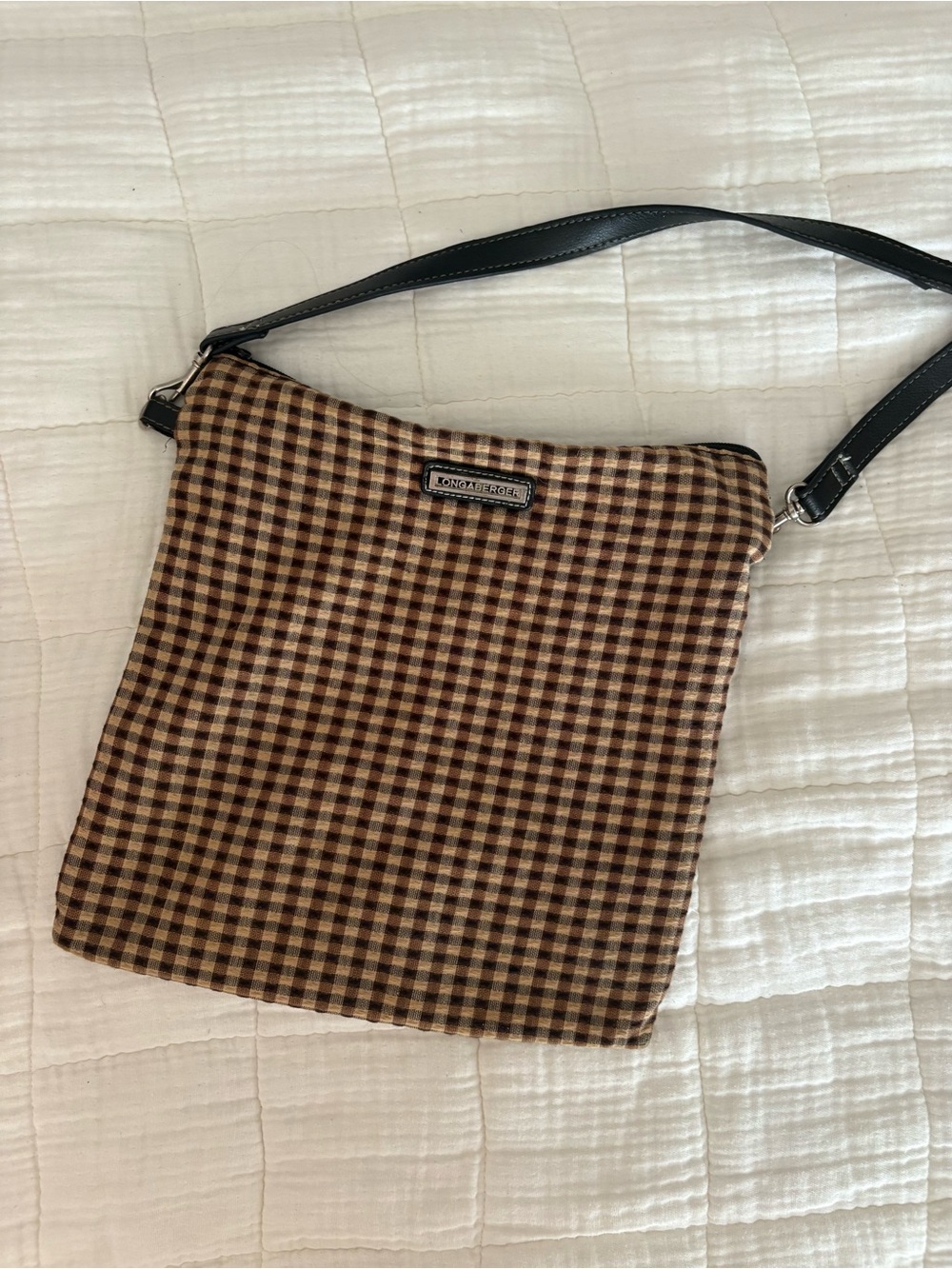 Longaberger Brown Check Crossbody Bag